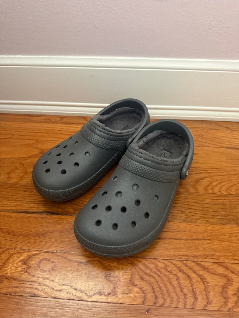 Gray Fleece-Lined Crocs
